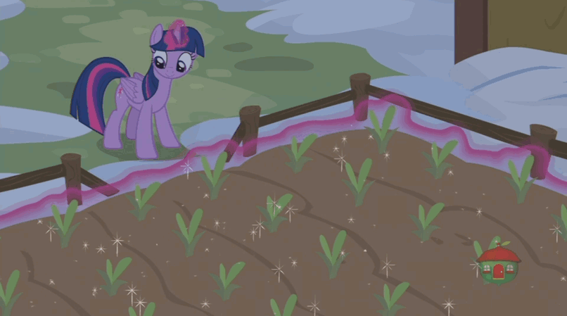 Size: 806x449 | Tagged: safe, edit, edited screencap, screencap, character:twilight sparkle, character:twilight sparkle (alicorn), species:alicorn, species:pony, episode:not asking for trouble, g4, my little pony: friendship is magic, animated, c:, eyes closed, female, gif, magic, mare, reversed, smiling, solo, wilt