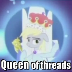 Size: 479x480 | Tagged: safe, edit, edited screencap, screencap, character:derpy hooves, species:pegasus, species:pony, episode:a royal problem, g4, my little pony: friendship is magic, cropped, female, image macro, mare, meme, scepter, solo, twilight scepter, underp