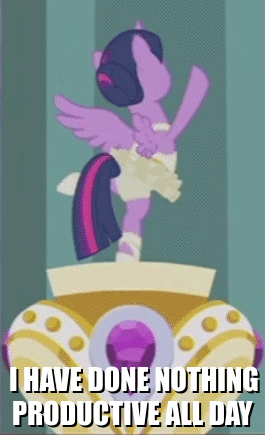 Size: 265x435 | Tagged: safe, edit, edited screencap, screencap, character:twilight sparkle, character:twilight sparkle (alicorn), species:alicorn, species:pony, episode:a royal problem, g4, my little pony: friendship is magic, animated, backbend, ballerina, caption, clothing, cropped, female, gif, good trick, i have done nothing productive all day, rotating, solo, spinning, tutu, twilarina