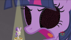 Size: 1920x1080 | Tagged: safe, edit, edited screencap, screencap, character:starlight glimmer, character:twilight sparkle, character:twilight sparkle (alicorn), species:alicorn, species:pony, species:unicorn, episode:a royal problem, g4, my little pony: friendship is magic, ballerina, clothing, cute, dancing, dream, dress, female, giant pony, giantess, glimmerbetes, glimmerina, leotard, macro, magic, mare, message, music box, not creepy, open mouth, skirt, spell, student, teacher, text, tl;dr, tutu, upskirt, wall of text