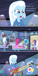 Size: 632x1252 | Tagged: safe, edit, edited screencap, screencap, character:applejack, character:pinkie pie, character:rainbow dash, character:rarity, character:trixie, episode:guitar centered, g4, my little pony: equestria girls, my little pony:equestria girls, guitar, hasbro, op is a duck, sad, screencap comic