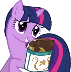 Size: 863x879 | Tagged: safe, edit, edited screencap, screencap, character:twilight sparkle, character:twilight sparkle (unicorn), species:pony, species:unicorn, episode:friendship is magic, g4, my little pony: friendship is magic, bag, book, book of harmony, cute, elements of harmony, female, happy, mare, not a vector, simple background, solo, transparent background, worried