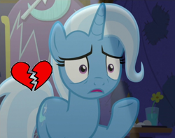 Size: 632x498 | Tagged: safe, edit, edited screencap, screencap, character:trixie, species:pony, species:unicorn, episode:no second prances, g4, my little pony: friendship is magic, cropped, female, heartbreak, mare, solo