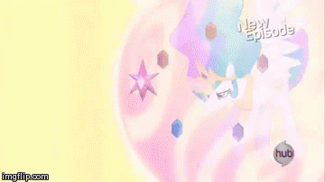 Size: 360x202 | Tagged: safe, edit, edited screencap, screencap, character:princess celestia, species:pony, episode:princess twilight sparkle, g4, my little pony: friendship is magic, a new hope, alderaan, animated, crossover, death star, elements of harmony, explosion, female, gif, laser, magic, praxis effect, solo, star wars, stargate sg1