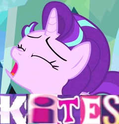Size: 1006x1046 | Tagged: safe, edit, edited screencap, screencap, character:starlight glimmer, species:pony, caption, cropped, expand dong, exploitable meme, female, image macro, kite, meme, orgasm, solo, that pony sure does love kites