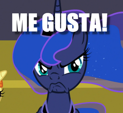 Size: 960x888 | Tagged: safe, edit, edited screencap, screencap, character:princess luna, species:pony, episode:a royal problem, g4, my little pony: friendship is magic, cropped, image macro, me gusta, meme