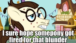 Size: 1152x648 | Tagged: safe, edit, edited screencap, screencap, character:gizmo, species:pony, episode:putting your hoof down, g4, my little pony: friendship is magic, acne, bucktooth, glasses, image macro, male, meme, solo, stallion, the simpsons