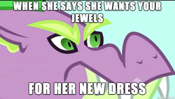 Size: 610x343 | Tagged: safe, edit, edited screencap, screencap, character:spike, species:dragon, episode:secret of my excess, g4, my little pony: friendship is magic, cropped, image macro, male, meme, solo, spikezilla