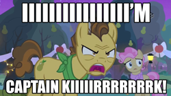 Size: 1280x720 | Tagged: safe, edit, edited screencap, screencap, character:grand pear, character:mayor mare, species:pony, episode:the perfect pear, g4, my little pony: friendship is magic, image macro, james t kirk, meme, non-dyed mayor, star trek, the enemy within, voice actor joke, william shatner