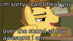 Size: 1024x576 | Tagged: safe, edit, edited screencap, screencap, character:grand pear, species:pony, episode:the perfect pear, g4, my little pony: friendship is magic, image macro, meme, solo, voice actor joke, william shatner, young grand pear, younger