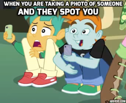 Size: 455x373 | Tagged: safe, edit, edited screencap, screencap, character:cheerilee, character:snails, character:snips, equestria girls:equestria girls, g4, my little pony: equestria girls, my little pony:equestria girls, caption, image macro, meme, open mouth, phone