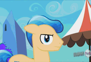 Size: 300x203 | Tagged: safe, edit, edited screencap, screencap, character:ivory, character:ivory rook, species:crystal pony, species:pony, episode:the crystal empire, g4, my little pony: friendship is magic, animated, gak, hub logo, nickelodeon