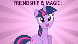 Size: 1280x720 | Tagged: safe, edit, edited screencap, screencap, character:twilight sparkle, species:pony, species:unicorn, episode:sweet and elite, g4, my little pony: friendship is magic, captain obvious, happy, image macro, meme, open mouth, purple smart, title drop