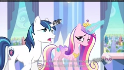 Size: 1920x1080 | Tagged: safe, edit, edited screencap, screencap, species:alicorn, species:pony, species:unicorn, episode:the crystal empire, g4, my little pony: friendship is magic, caption, female, male, mare, stallion, youtube caption