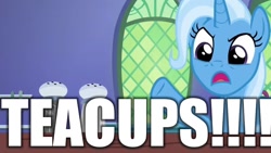 Size: 1280x720 | Tagged: safe, edit, edited screencap, screencap, character:trixie, species:pony, species:unicorn, episode:all bottled up, g4, my little pony: friendship is magic, cup, female, food, mare, pepper, pepper shaker, raised hoof, salt, salt shaker, solo, teacup, that pony sure does love teacups