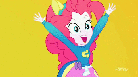 Size: 480x270 | Tagged: safe, edit, edited screencap, screencap, character:pinkie pie, episode:steps of pep, eqg summertime shorts, g4, my little pony: equestria girls, my little pony:equestria girls, animated, content-aware scale, discovery family logo, female, gif, solo