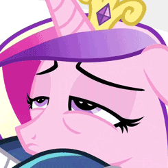 Size: 245x245 | Tagged: safe, edit, edited screencap, screencap, character:princess cadance, character:shining armor, species:alicorn, species:pony, species:unicorn, episode:the crystal empire, g4, my little pony: friendship is magic, animated, cropped, female, floppy ears, frown, lidded eyes, looking up, male, mare, monday, open mouth, solo focus, stallion, starry eyes, text, tired, wingding eyes