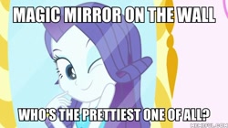 Size: 600x337 | Tagged: safe, edit, edited screencap, screencap, character:rarity, episode:make up shake up, eqg summertime shorts, g4, my little pony: equestria girls, my little pony:equestria girls, mirror, one eye closed, snow white and the seven dwarfs, wink