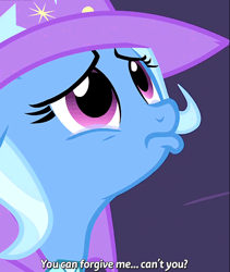 Size: 498x590 | Tagged: safe, edit, edited screencap, screencap, character:trixie, species:pony, species:unicorn, episode:magic duel, g4, my little pony: friendship is magic, cute, diatrixes, female, image macro, mare, meme, sad, trixie yells at everything