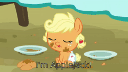 Size: 1280x720 | Tagged: safe, edit, edited screencap, screencap, character:applejack, character:fluttershy, species:earth pony, species:pegasus, species:pony, episode:apple family reunion, episode:the best night ever, g4, my little pony: friendship is magic, albuquerque, animated, apple fritter (food), babyjack, female, foal, food, mare, sound, webm, weird al yankovic, you're going to love me