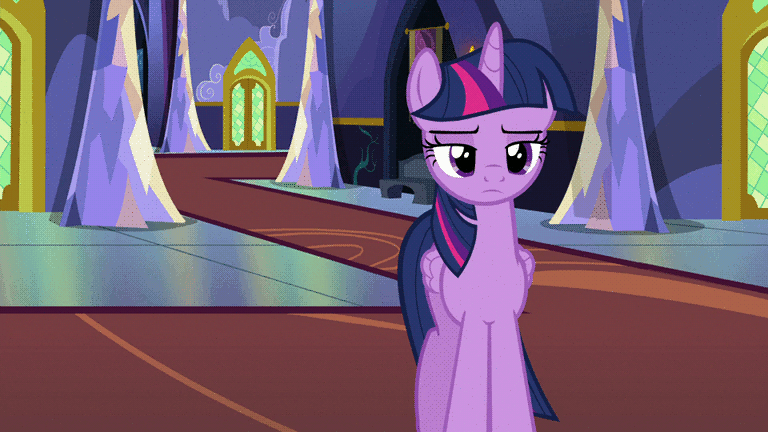 Size: 768x432 | Tagged: safe, edit, screencap, character:rainbow dash, character:spike, character:twilight sparkle, character:twilight sparkle (alicorn), species:alicorn, species:changeling, species:dragon, species:pony, episode:to where and back again, g4, my little pony: friendship is magic, animated, bench, candle, caption, cute, disguise, disguised changeling, door, frown, gif, glare, grin, hallway, rug, running, smiling, spread wings, tapestry, text, twilight's castle, wings
