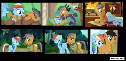 Size: 1600x780 | Tagged: safe, edit, screencap, character:quibble pants, character:rainbow dash, ship:quibbledash, episode:stranger than fanfiction, angry, collage, cuddling, cutie mark, discovery family logo, faec, female, grin, happy, laughing, male, missing accessory, moments, nervous, shipping, smiling, smug, smugdash, straight, tickling