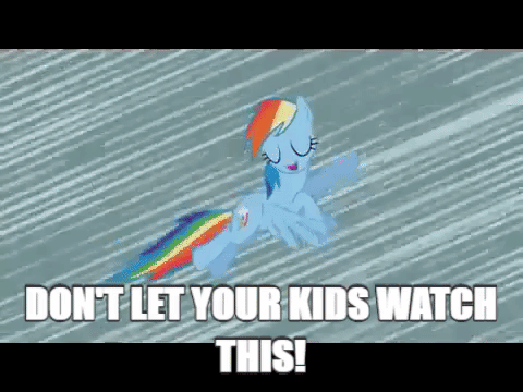 Size: 480x360 | Tagged: safe, edit, edited screencap, screencap, character:rainbow dash, species:earth pony, species:pony, episode:the return of harmony, g4, my little pony: friendship is magic, animated, don't let your kids watch it, exploitable meme, gif, lazytown, meme, race swap, robbie rotten