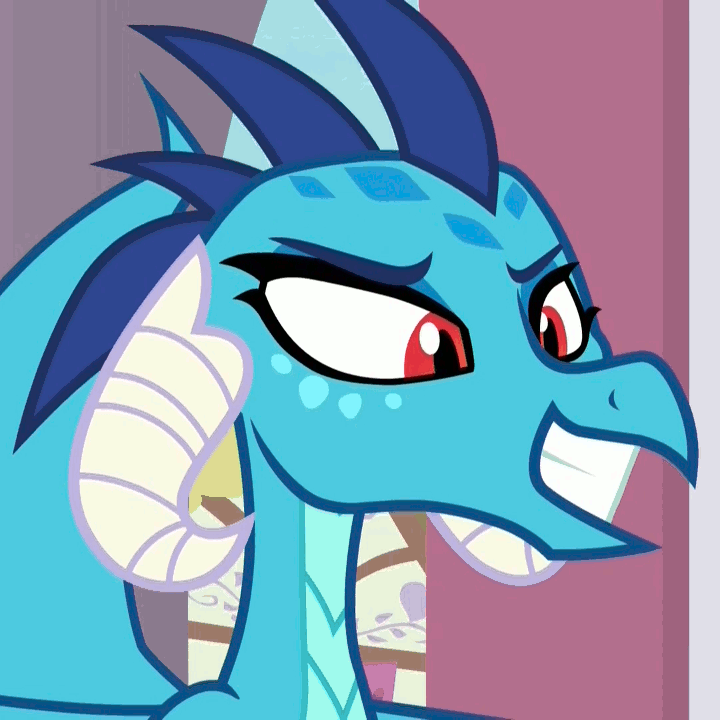Size: 720x720 | Tagged: safe, edit, edited screencap, screencap, character:princess ember, species:dragon, episode:triple threat, g4, my little pony: friendship is magic, animated, attack eyebrows, eyebrow wiggle, eyebrows, female, gif, implying, out of context, raised eyebrow, reaction image, smiling, solo, zoomed in