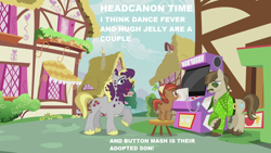 Size: 1920x1080 | Tagged: safe, edit, edited screencap, screencap, character:button mash, character:dance fever, character:hugh jelly, character:liquid button, species:pony, episode:slice of life, g4, my little pony: friendship is magic, dancejelly, gay, headcanon, male, salt lick, shipping