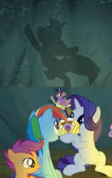 Size: 455x720 | Tagged: safe, edit, edited screencap, screencap, character:rainbow dash, character:rarity, character:scootaloo, character:twilight sparkle, character:twilight sparkle (alicorn), species:alicorn, species:pegasus, species:pony, episode:a royal problem, episode:campfire tales, g4, my little pony: friendship is magic, ballerina, music box, tutu, twilarina
