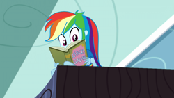 Size: 1920x1080 | Tagged: safe, edit, edited screencap, screencap, character:daring do, character:rainbow dash, episode:leaping off the page, eqg summertime shorts, g4, my little pony: equestria girls, my little pony:equestria girls, book, chicks galore, ed edd n eddy, exploitable meme, female, little ed blue, meme, reading, reading rainboom, reading rainbow, solo