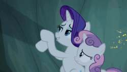 Size: 1920x1080 | Tagged: safe, edit, edited screencap, screencap, character:rarity, character:sweetie belle, species:pony, episode:campfire tales, g4, my little pony: friendship is magic, animated, gremlins, gremlins 2, shadow puppets, sound, webm