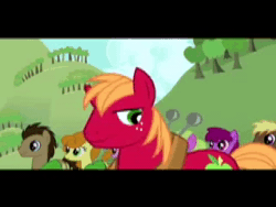 Size: 320x240 | Tagged: safe, edit, edited screencap, screencap, character:berry punch, character:berryshine, character:big mcintosh, character:carrot top, character:golden harvest, species:earth pony, species:pony, episode:winter wrap up, g4, my little pony: friendship is magic, animated, eeyup, engineer, nope, sound, team fortress 2, webm