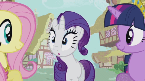 Size: 480x270 | Tagged: safe, edit, edited screencap, screencap, character:fluttershy, character:rarity, character:twilight sparkle, species:pony, episode:magical mystery cure, g4, my little pony: friendship is magic, animated, element of kindness, element of magic, gif, rarara, reversed