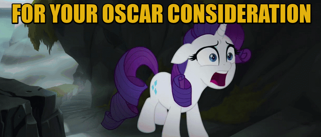 Size: 1046x448 | Tagged: safe, edit, edited screencap, screencap, character:rarity, species:pony, species:unicorn, my little pony: the movie (2017), academy awards, acting, actress, animated, drama queen, female, gif, image macro, mare, marshmelodrama, meme, rarity simply cannot even, silly, silly pony, solo