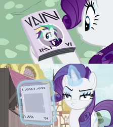 Size: 1314x1473 | Tagged: safe, edit, edited screencap, screencap, character:rarity, species:pony, species:unicorn, episode:it isn't the mane thing about you, g4, my little pony: friendship is magic, alternate hairstyle, book, derp, eyelashes, faec, female, frown, hoof hold, levitation, magic, mare, pouting, punkity, raised eyebrow, solo, telekinesis, unamused, vain