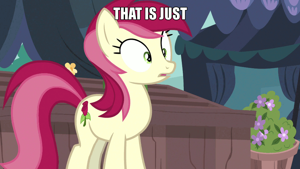 Size: 960x540 | Tagged: safe, edit, edited screencap, screencap, character:daisy, character:lily, character:lily valley, character:roseluck, species:earth pony, species:pony, episode:it isn't the mane thing about you, g4, my little pony: friendship is magic, animated, female, flower trio, gif, image macro, mare, meme