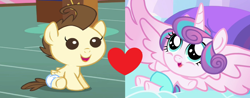 Size: 2200x860 | Tagged: safe, edit, edited screencap, screencap, character:pound cake, character:princess flurry heart, ship:poundflurry, diaper, female, male, shipping, shipping domino, straight
