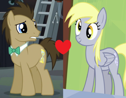 Size: 1056x820 | Tagged: safe, edit, edited screencap, screencap, character:derpy hooves, character:doctor whooves, character:time turner, ship:doctorderpy, female, male, shipping, shipping domino, straight