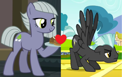 Size: 968x610 | Tagged: safe, edit, edited screencap, screencap, character:limestone pie, character:thunderlane, species:earth pony, species:pegasus, species:pony, crack shipping, female, limelane, male, mare, shipping, shipping domino, stallion, straight