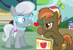 Size: 1074x738 | Tagged: safe, edit, edited screencap, screencap, character:button mash, character:silver spoon, species:earth pony, species:pony, colt, female, male, shipping, shipping domino, silvermash, straight