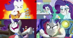 Size: 3670x1920 | Tagged: safe, edit, edited screencap, screencap, character:rarity, episode:fame and misfortune, episode:honest apple, episode:it isn't the mane thing about you, equestria girls:dance magic, g4, my little pony: equestria girls, my little pony: friendship is magic, my little pony:equestria girls, spoiler:eqg specials, faec, food, guitarity, ice cream, makeup, marshmelodrama, raribald, rarisnap, running makeup, why i'm creating a gown darling