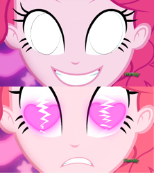 Size: 1280x1443 | Tagged: safe, edit, edited screencap, screencap, character:pinkie pie, episode:coinky-dink world, eqg summertime shorts, g4, my little pony: equestria girls, my little pony:equestria girls, frown, heartbreak, pinkie's eyes, sad, shipping denied, subversion, subverted meme, template, white eyes