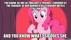Size: 600x337 | Tagged: safe, edit, edited screencap, screencap, character:pinkie pie, episode:baby cakes, g4, my little pony: friendship is magic, image macro, meme
