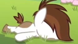 Size: 336x189 | Tagged: safe, edit, edited screencap, screencap, character:pipsqueak, species:earth pony, species:pony, episode:marks and recreation, g4, my little pony: friendship is magic, bored, colt, cropped, lying in grass, male, solo focus