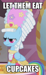 Size: 457x747 | Tagged: safe, edit, edited screencap, screencap, character:rainbow dash, species:pony, episode:swarm of the century, g4, my little pony: friendship is magic, annoyed, clothing, dashie antoinette, dress, female, image macro, let them eat cake, mare antoinette, marie antoinette, meme, model, modeling, outfit catalog, rainbow dash always dresses in style, rainbow dash is not amused, solo, unamused, wig