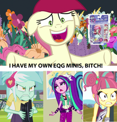 Size: 1280x1336 | Tagged: safe, edit, edited screencap, screencap, character:aria blaze, character:lyra heartstrings, character:roseluck, character:sour sweet, episode:all's fair in love & friendship games, episode:it isn't the mane thing about you, equestria girls:friendship games, equestria girls:rainbow rocks, g4, my little pony: equestria girls, my little pony: friendship is magic, my little pony:equestria girls, doll, equestria girls minis, floppy ears, image macro, meme, toy, vulgar