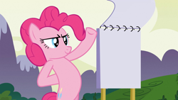 Size: 1920x1080 | Tagged: safe, edit, edited screencap, screencap, character:pinkie pie, episode:too many pinkie pies, g4, my little pony: friendship is magic, exploitable, female, notebook, solo, template