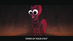 Size: 1920x1080 | Tagged: safe, edit, edited screencap, screencap, character:fizzlepop berrytwist, character:tempest shadow, species:pony, my little pony: the movie (2017), cute, eye, eyes, female, googly eyes, meme, open up your *very* eyes, open up your eyes, pretty pretty tempest, silly, silly pony, solo, special eyes