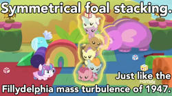 Size: 770x430 | Tagged: safe, edit, edited screencap, screencap, character:princess flurry heart, species:pony, episode:once upon a zeppelin, g4, my little pony: friendship is magic, baby, baby pony, foal, ghostbusters, image macro, levitation, magic, meme, reference, telekinesis, tower of pony